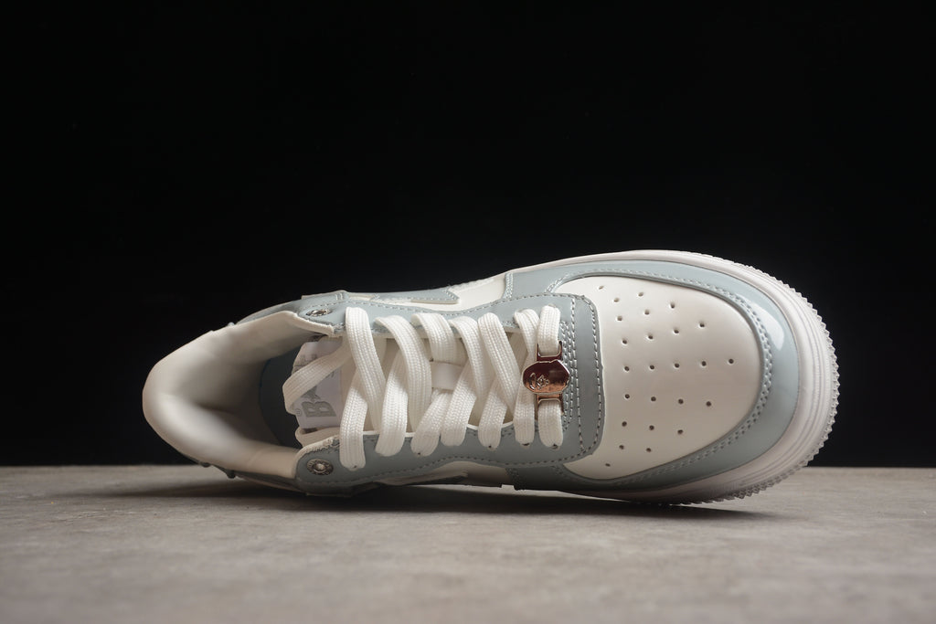 Bape Sta Patent Leather Gray and White