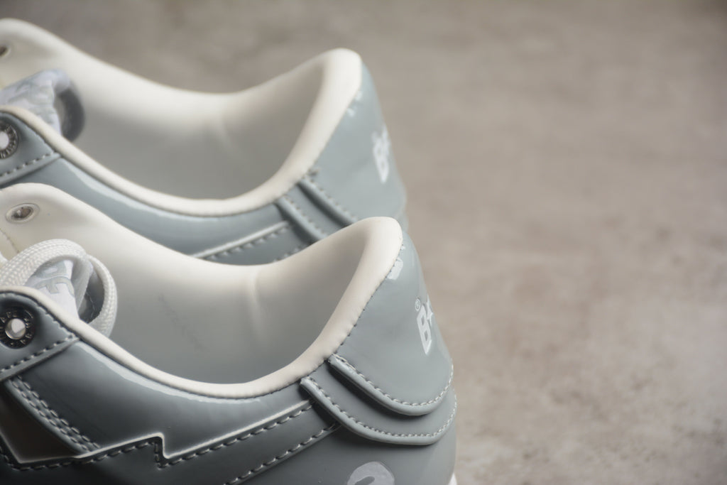 Bape Sta Patent Leather Gray and White