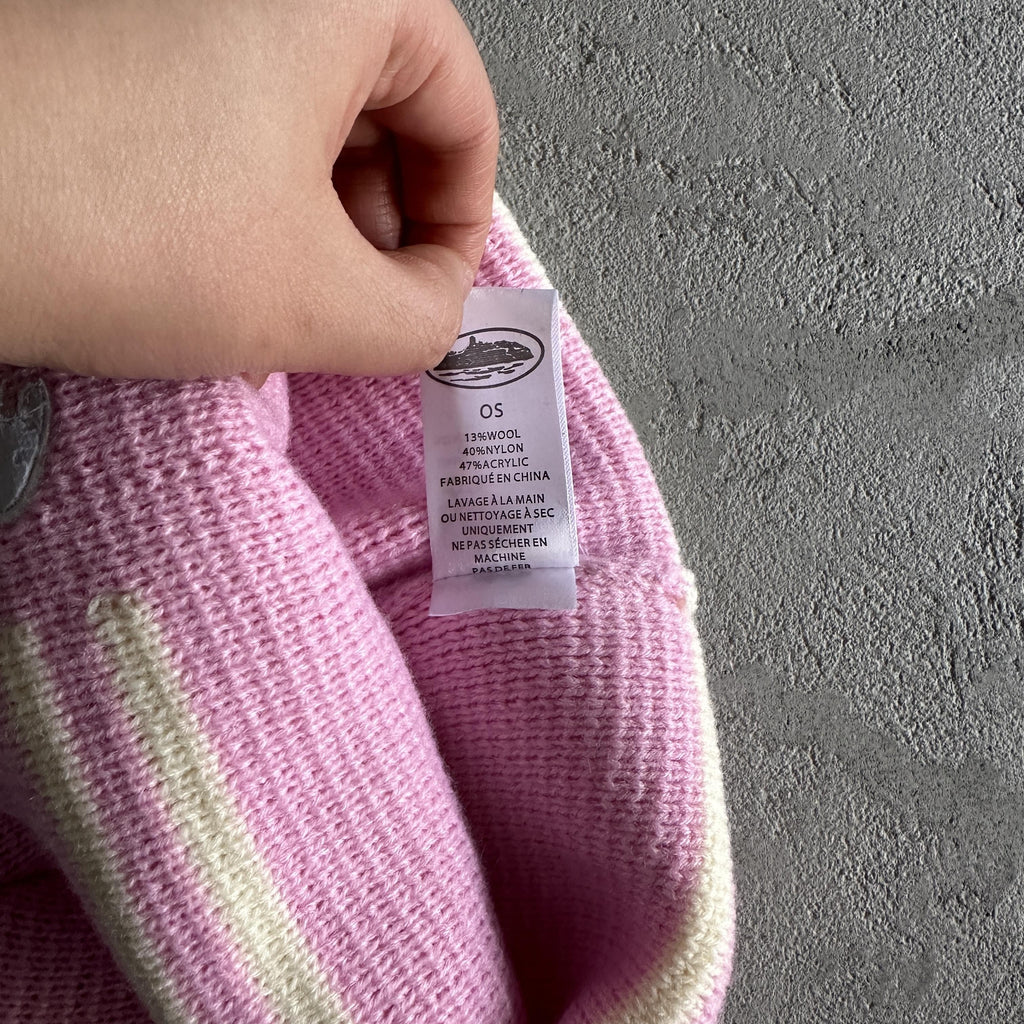 Corteiz Knit Stripe Beanie -Pink